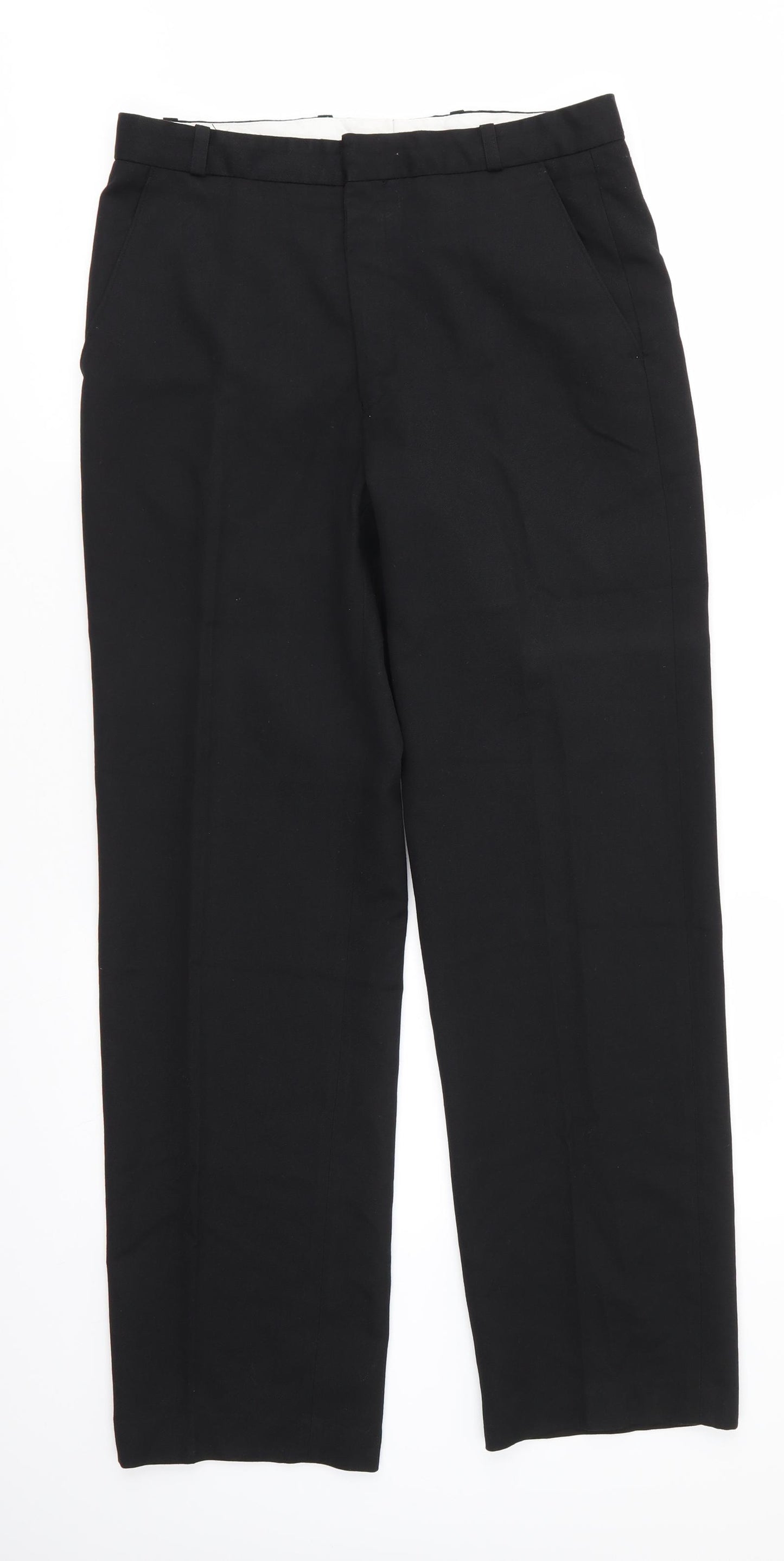 BHS Mens Black  Polyester Trousers  Size 32 in L30 in Regular Zip