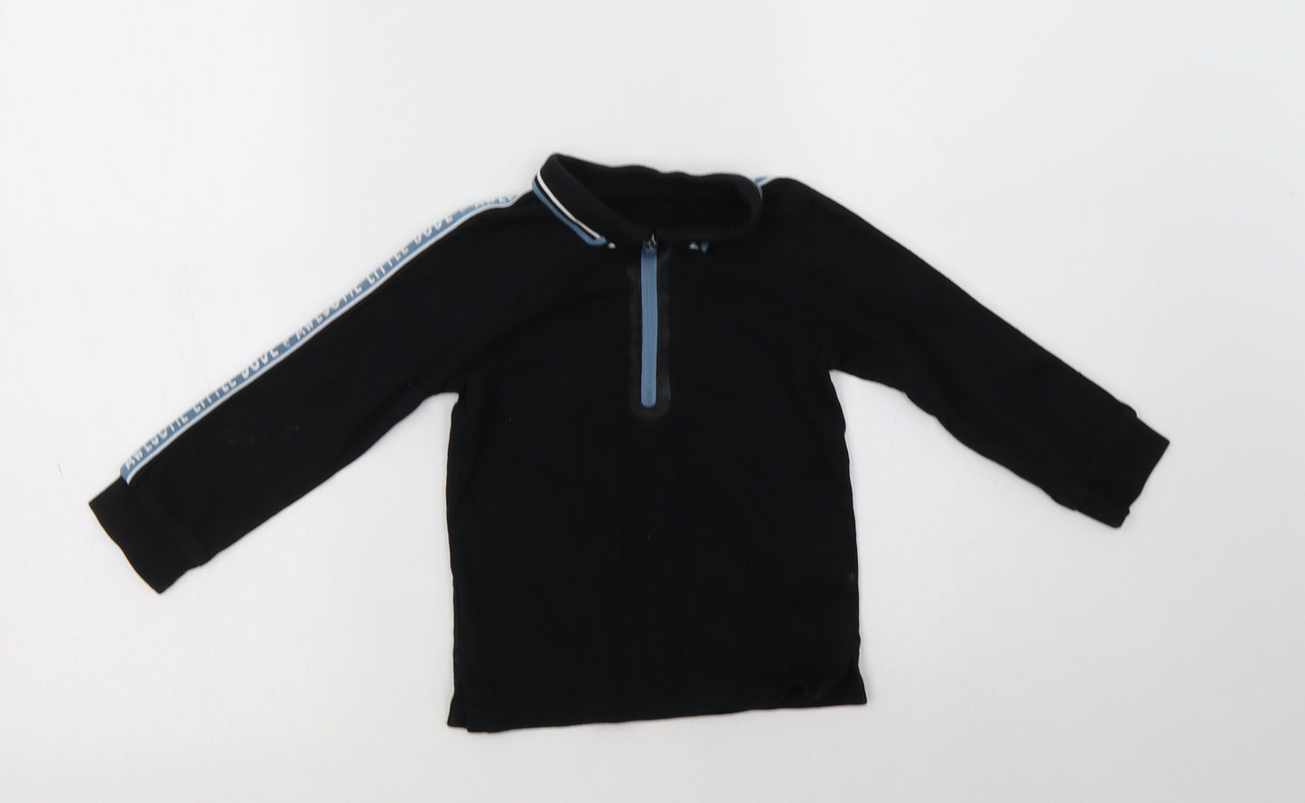 George Baby Black  Cotton Basic Polo Size 12-18 Months Collared Zip