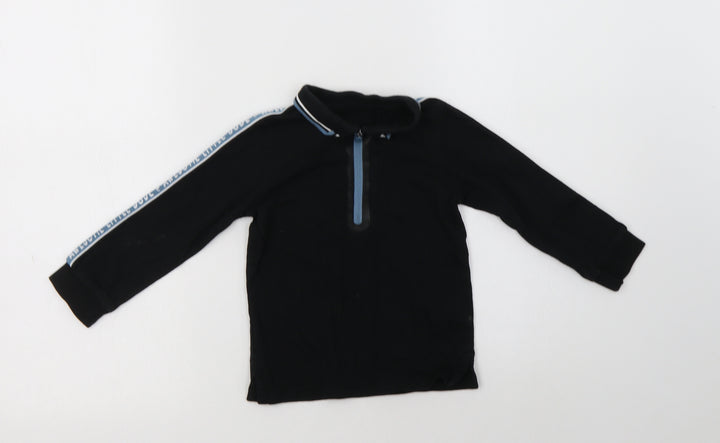 George Baby Black  Cotton Basic Polo Size 12-18 Months Collared Zip