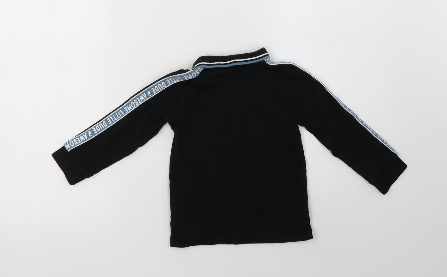 George Baby Black  Cotton Basic Polo Size 12-18 Months Collared Zip