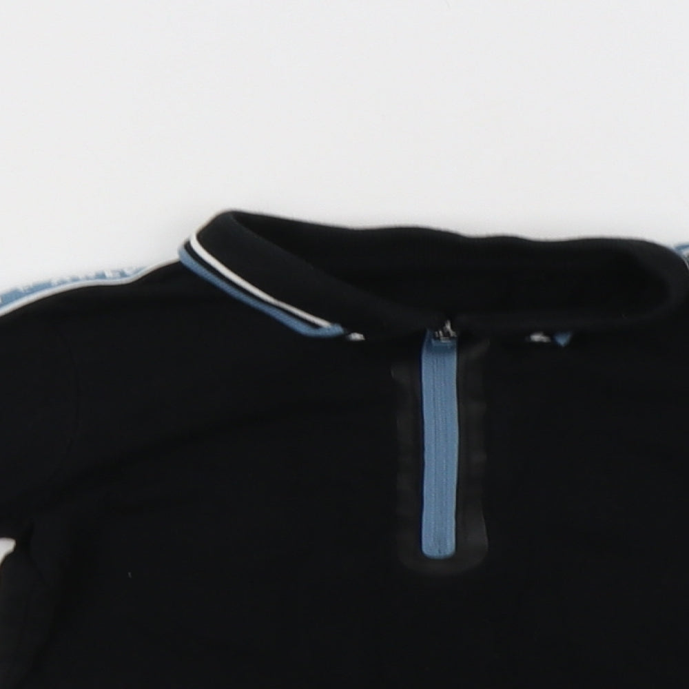 George Baby Black  Cotton Basic Polo Size 12-18 Months Collared Zip