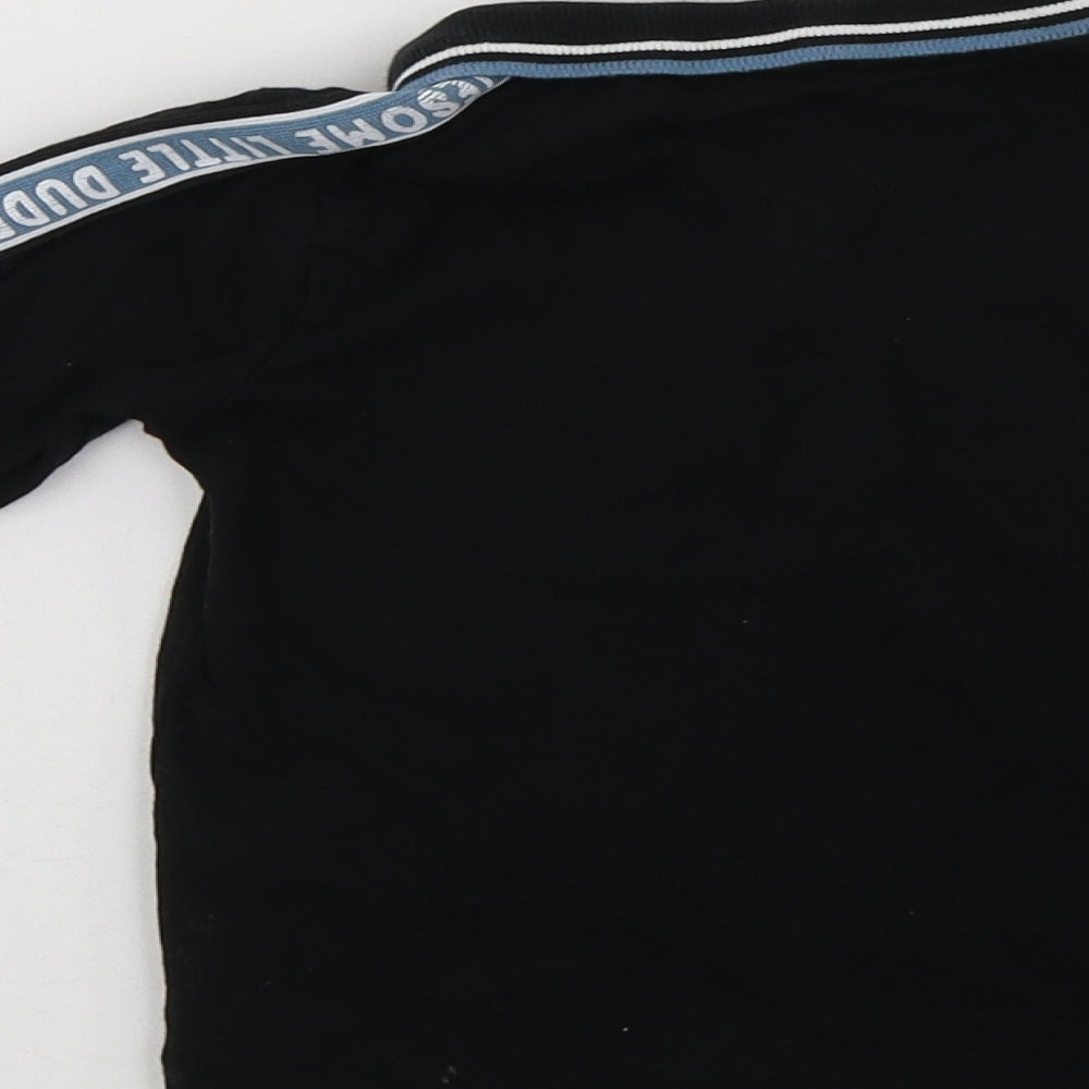 George Baby Black  Cotton Basic Polo Size 12-18 Months Collared Zip