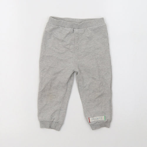 BHS Baby Grey  Cotton Jogger Trousers Size 12-18 Months   - Mickey