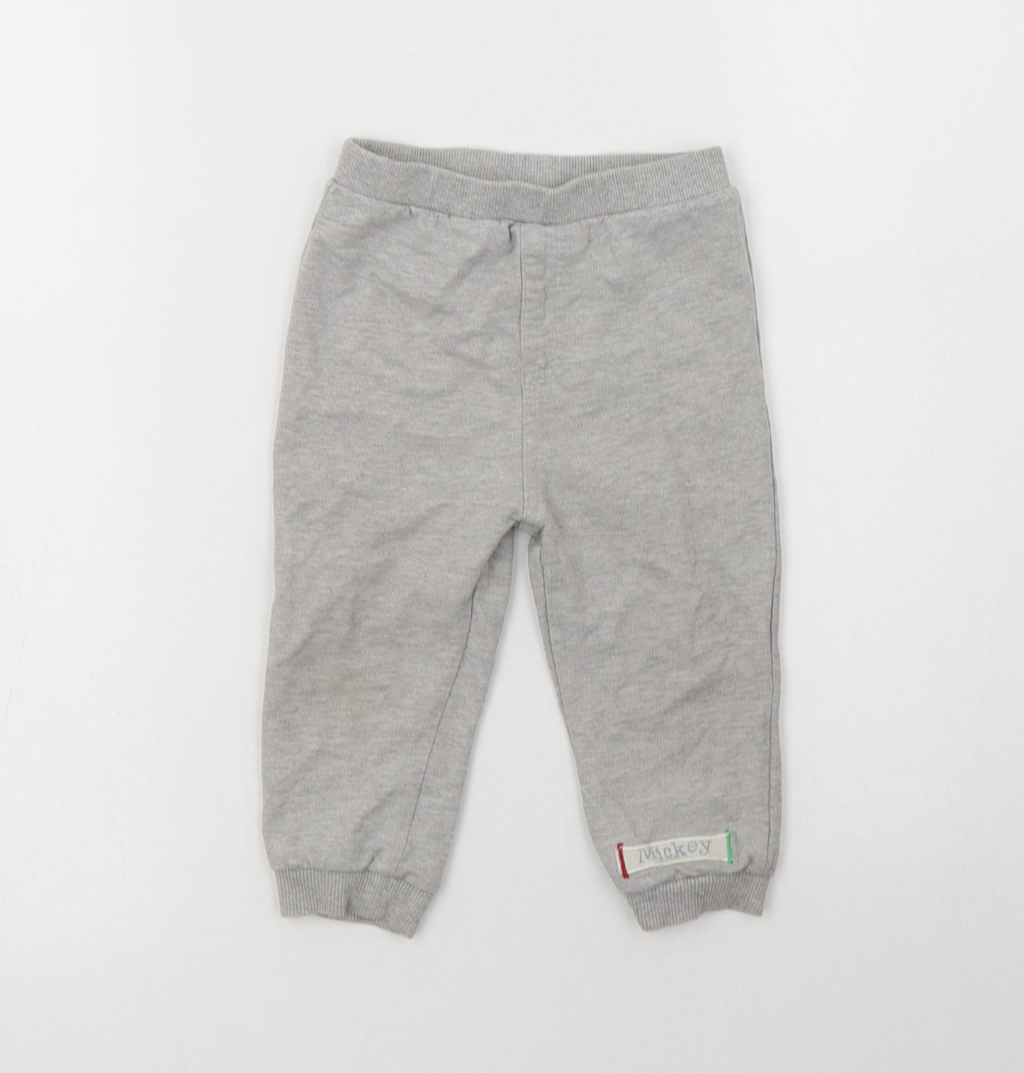 BHS Baby Grey  Cotton Jogger Trousers Size 12-18 Months   - Mickey