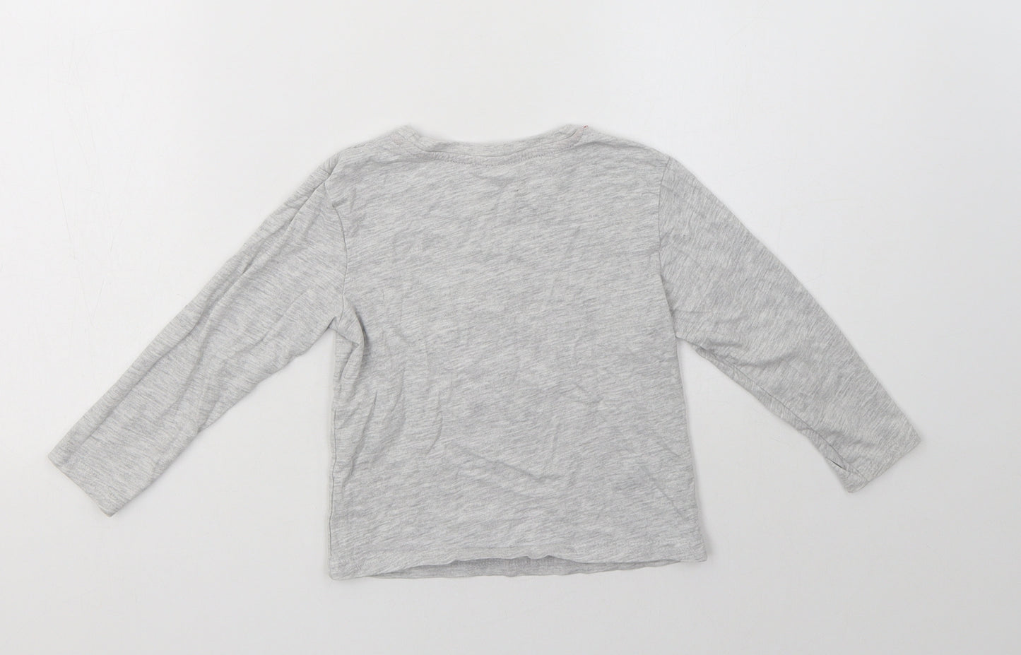 Primark Boys Grey  Cotton Basic T-Shirt Size 2-3 Years Crew Neck  - Santa