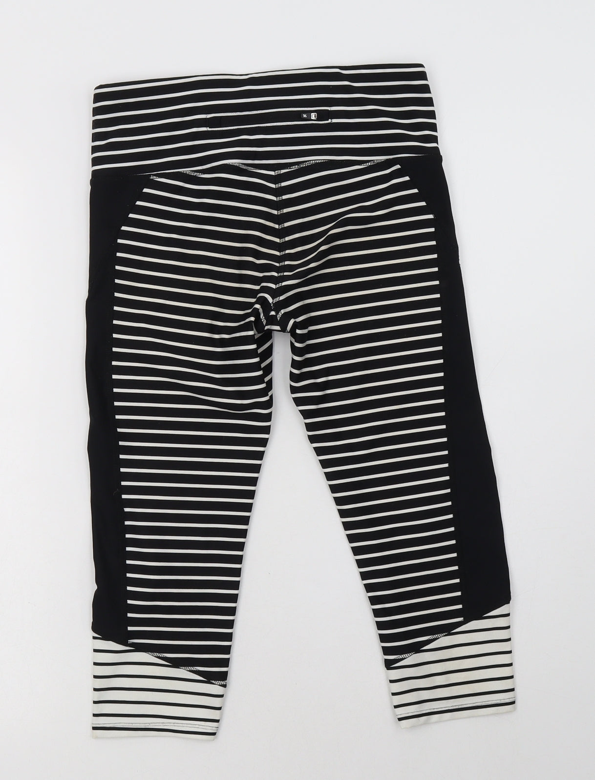 NEXT Womens Black Striped Polyester Cropped Leggings Size 8 L19 in Regular