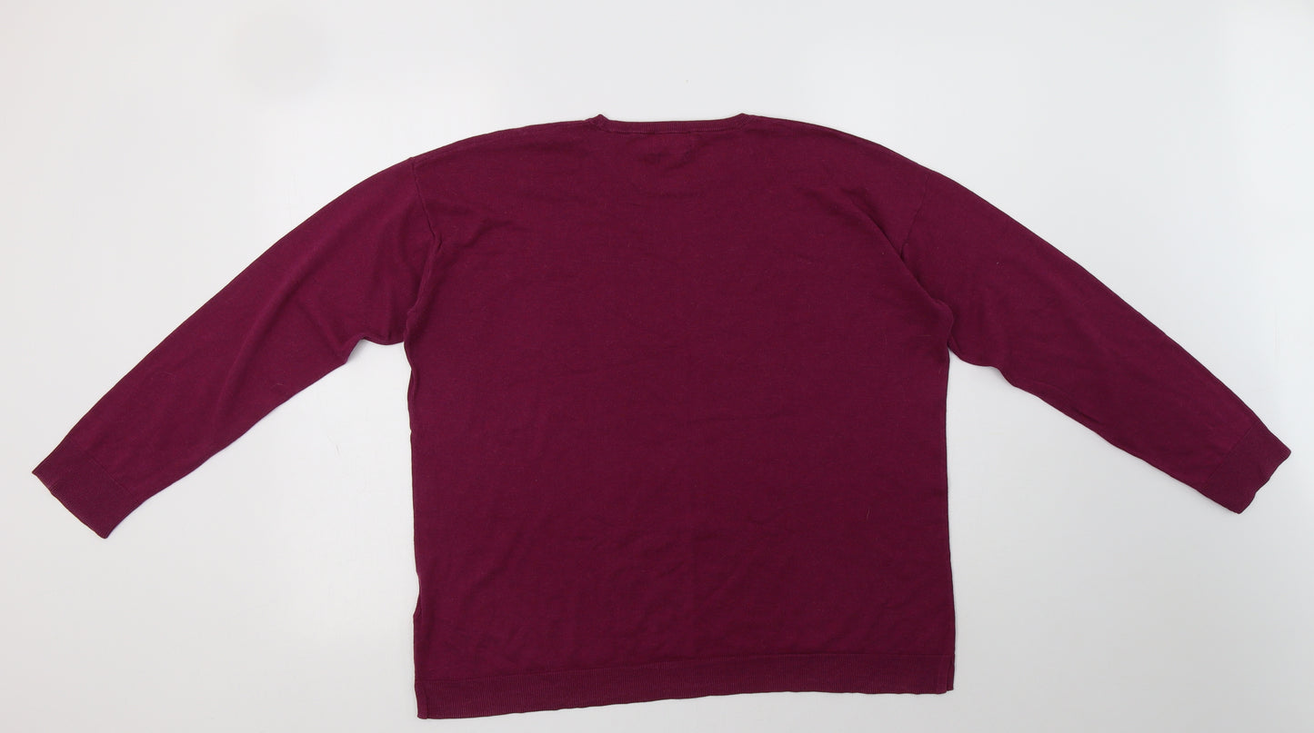 Polo Ralph Lauren Womens Purple Crew Neck  Cotton Pullover Jumper Size L