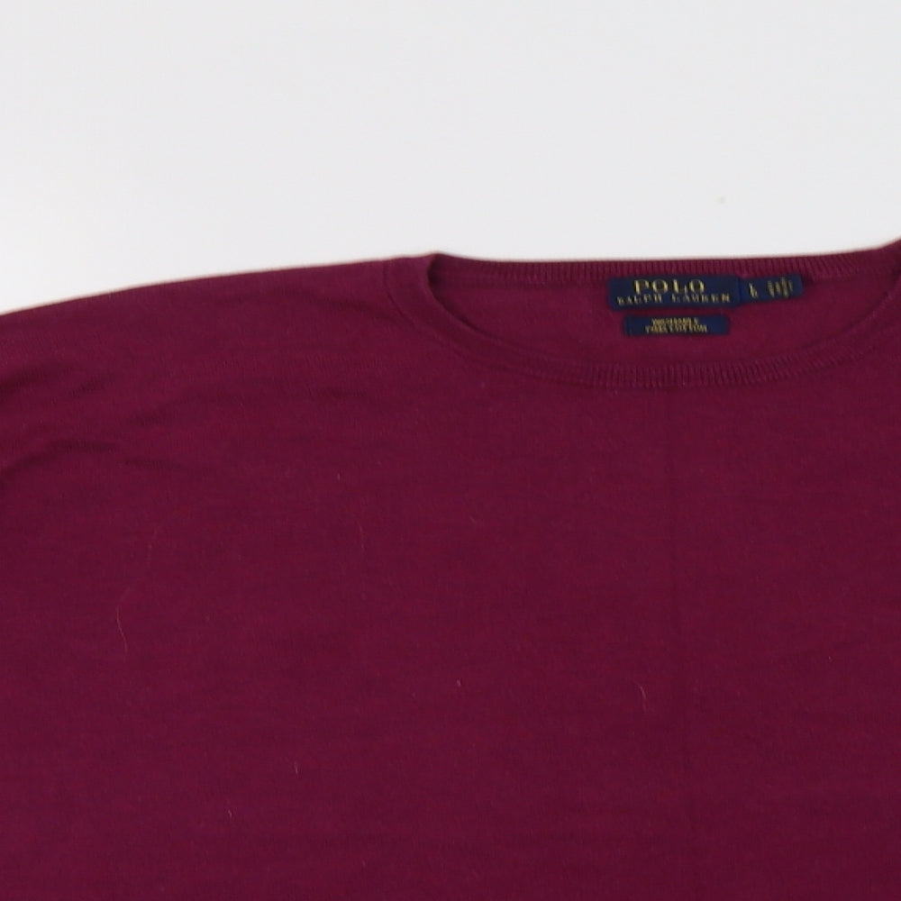 Polo Ralph Lauren Womens Purple Crew Neck  Cotton Pullover Jumper Size L