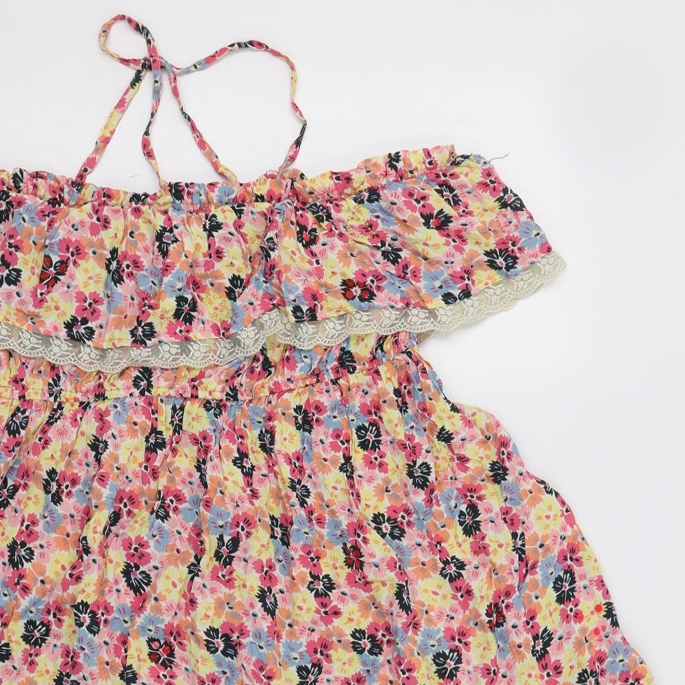 New L:ook Womens Multicoloured Floral Viscose Fit & Flare  Size 16  Off the Shoulder  - Lace Detail