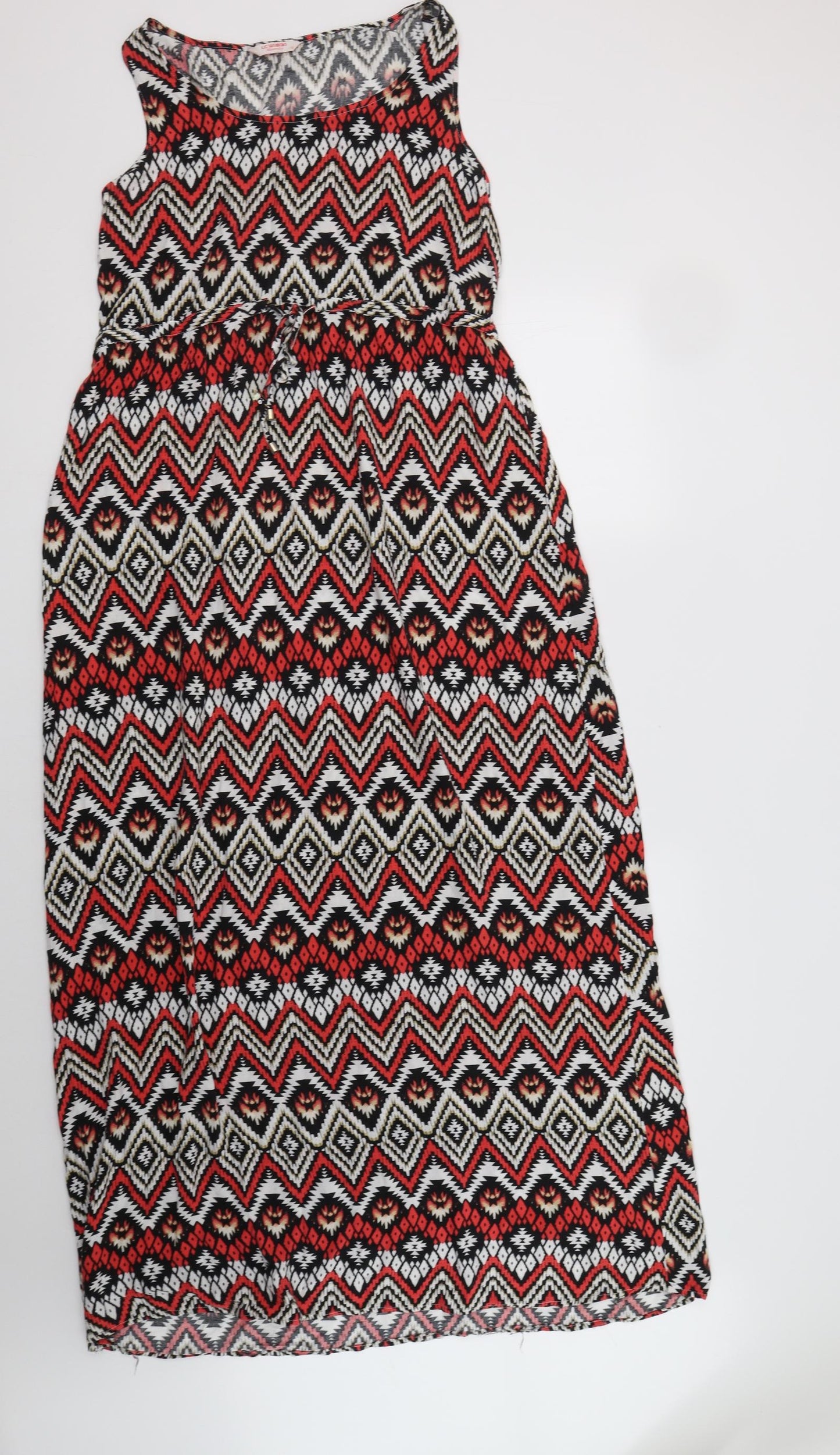 LC Waikiki Womens Multicoloured Geometric Viscose Maxi  Size 10  Round Neck Drawstring - Maternity