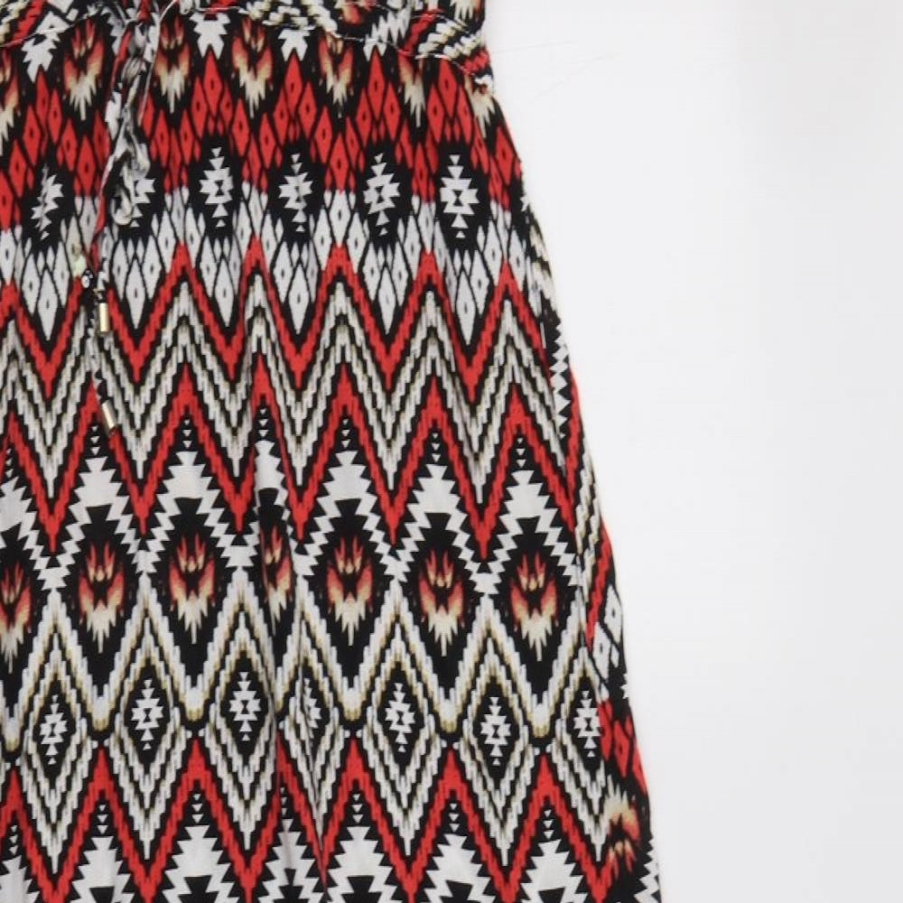 LC Waikiki Womens Multicoloured Geometric Viscose Maxi  Size 10  Round Neck Drawstring - Maternity