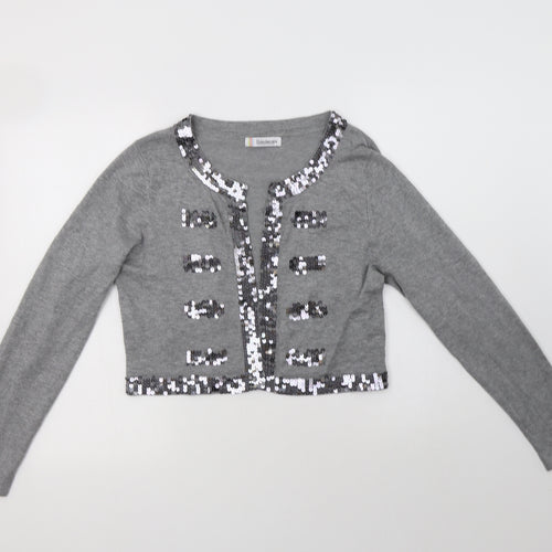 Kaleidoscope Womens Grey Round Neck  Viscose Shrug Jumper Size 16
