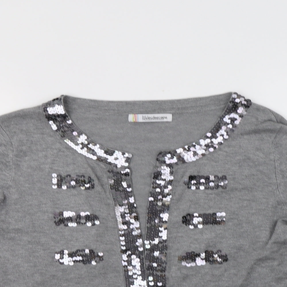 Kaleidoscope Womens Grey Round Neck  Viscose Shrug Jumper Size 16