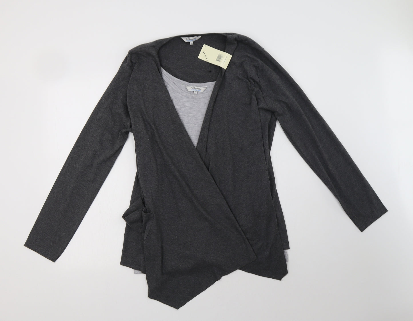 Peacocs Womens Grey V-Neck  Polyester Cardigan Jumper Size 18