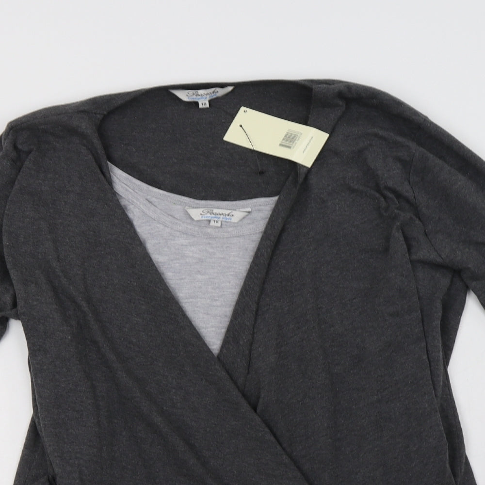 Peacocs Womens Grey V-Neck  Polyester Cardigan Jumper Size 18