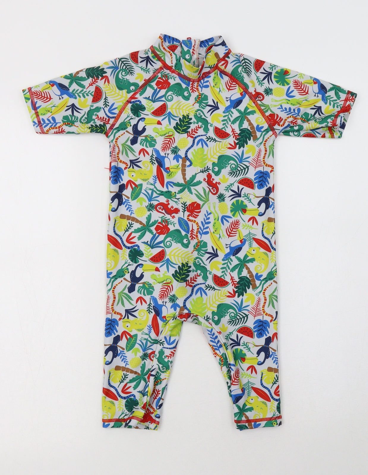 Matalan Girls Multicoloured Geometric Polyester Bodysuit One-Piece Size 3-4 Years  Zip - Chameleon Print