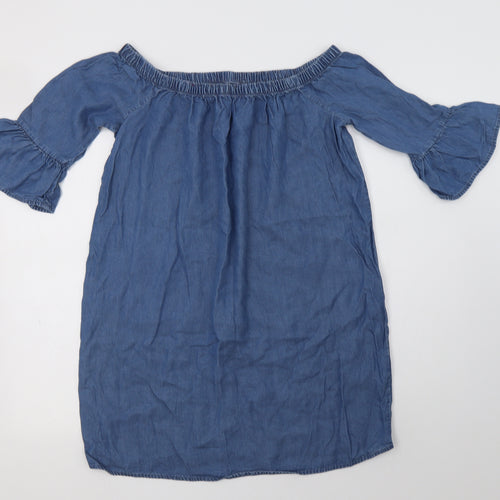 New Look Womens Blue  Lyocell A-Line  Size 10  Off the Shoulder