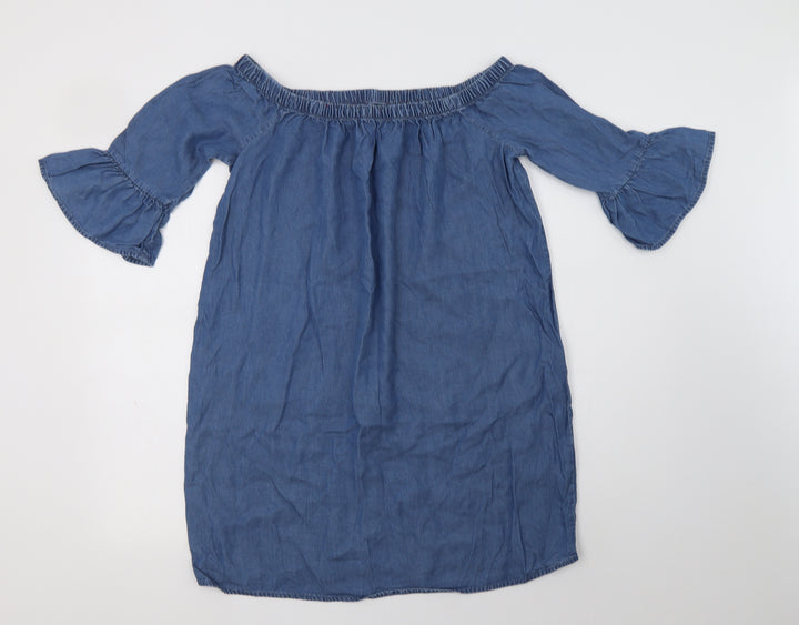 New Look Womens Blue  Lyocell A-Line  Size 10  Off the Shoulder