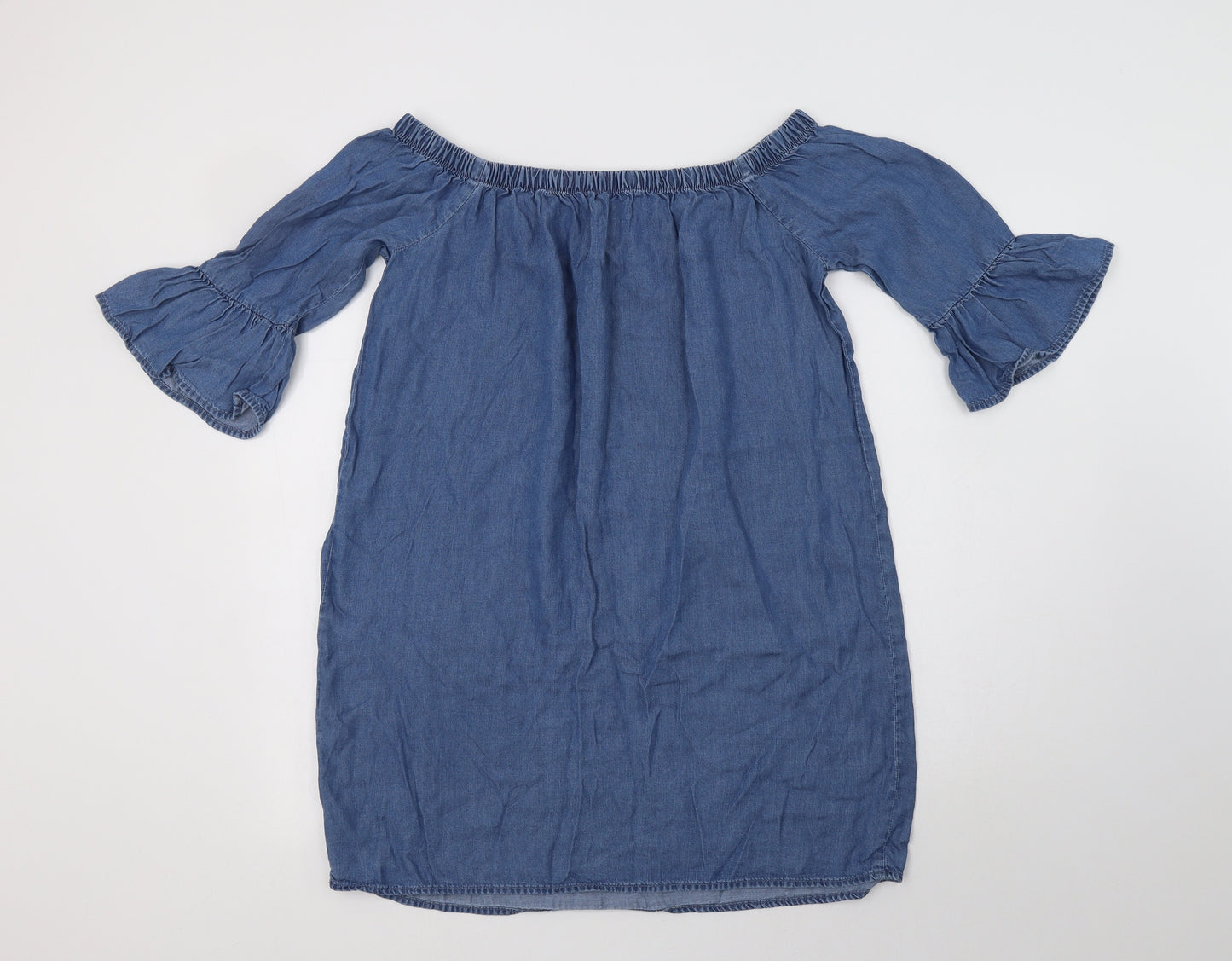 New Look Womens Blue  Lyocell A-Line  Size 10  Off the Shoulder
