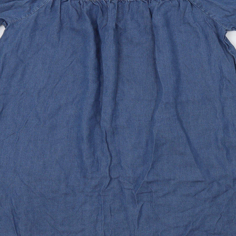 New Look Womens Blue  Lyocell A-Line  Size 10  Off the Shoulder