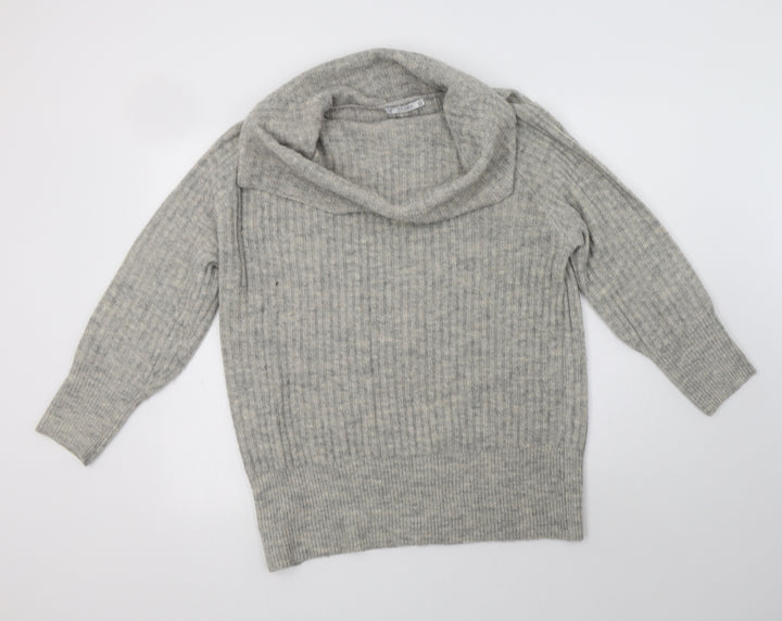 Pull & Bear Womens Grey Roll Neck Acrylic Pullover Jumper Size S