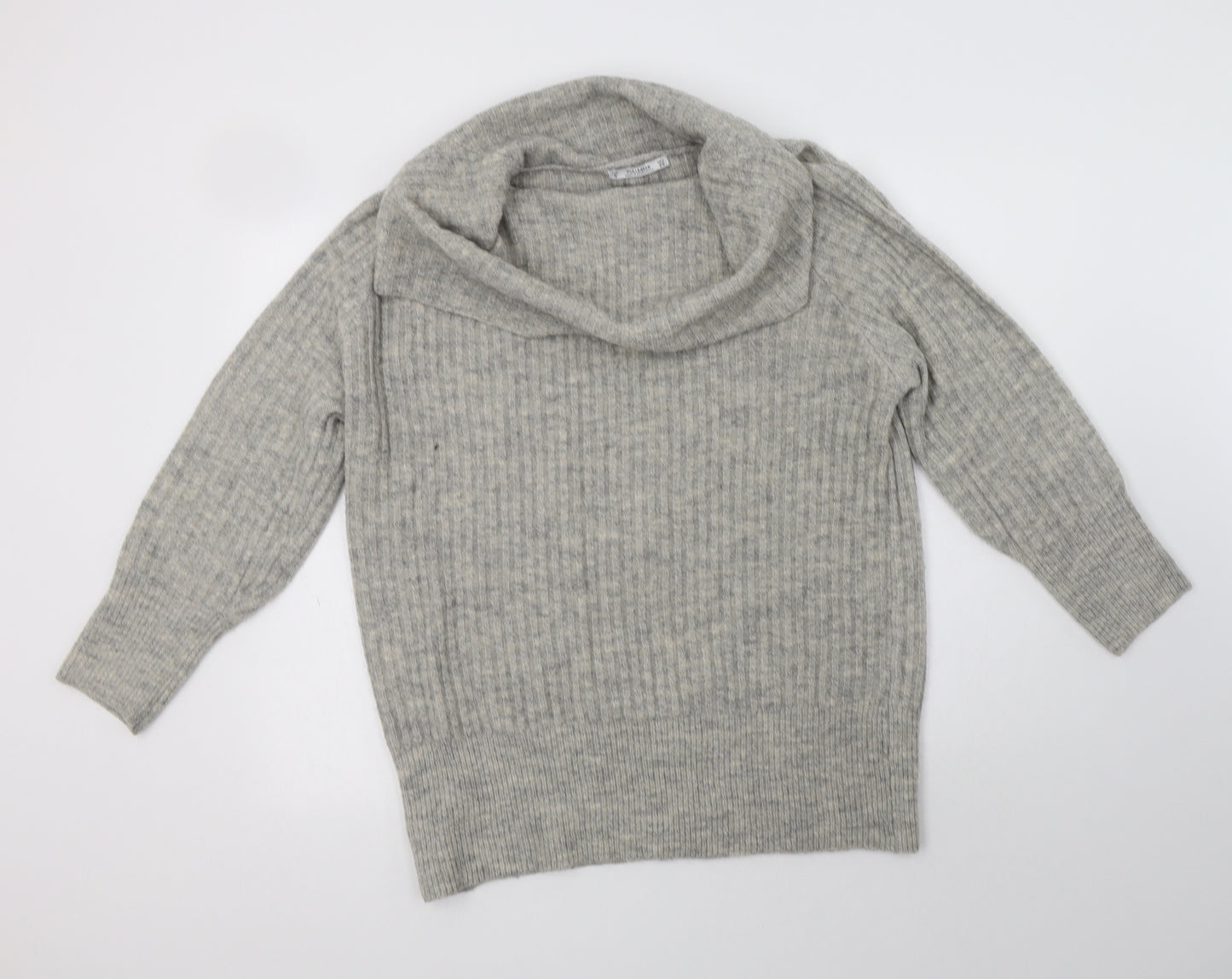 Pull & Bear Womens Grey Roll Neck  Acrylic Pullover Jumper Size S