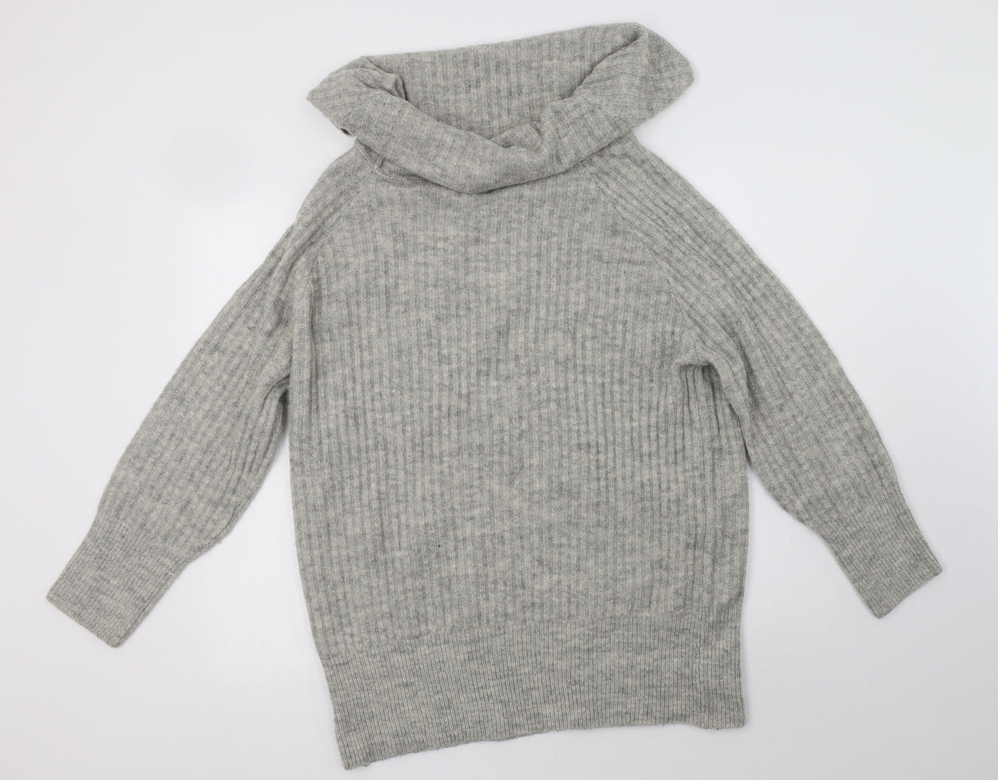 Pull & Bear Womens Grey Roll Neck  Acrylic Pullover Jumper Size S