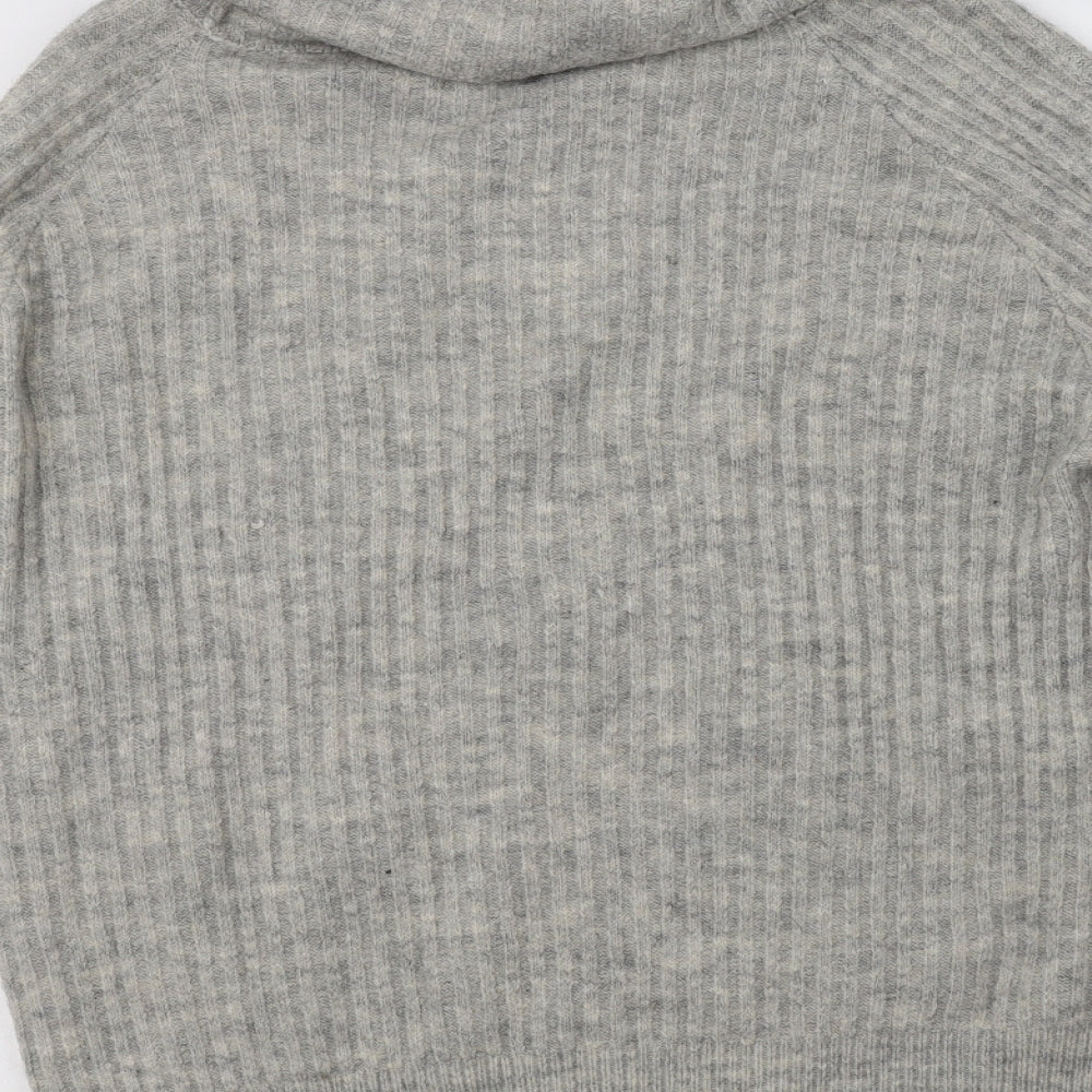 Pull & Bear Womens Grey Roll Neck  Acrylic Pullover Jumper Size S