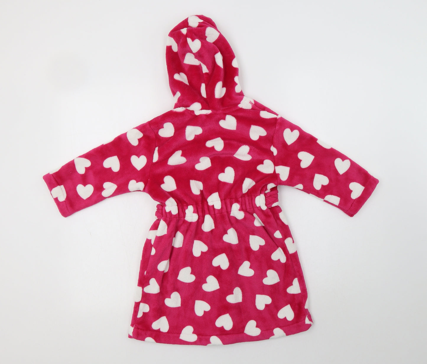 George Girls Pink Geometric Polyester Kimono Robe Size 3-4 Years   - Heart Print