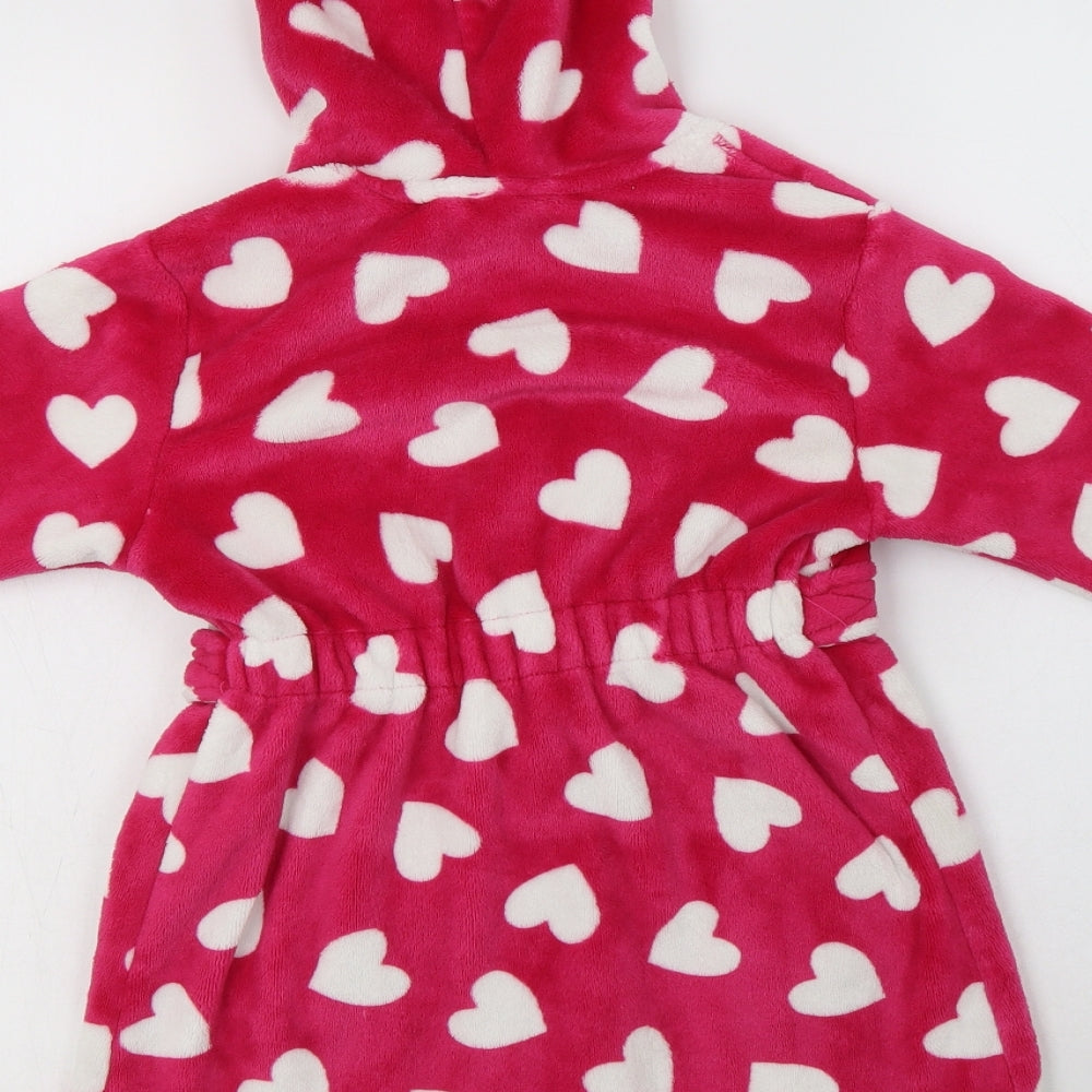George Girls Pink Geometric Polyester Kimono Robe Size 3-4 Years   - Heart Print