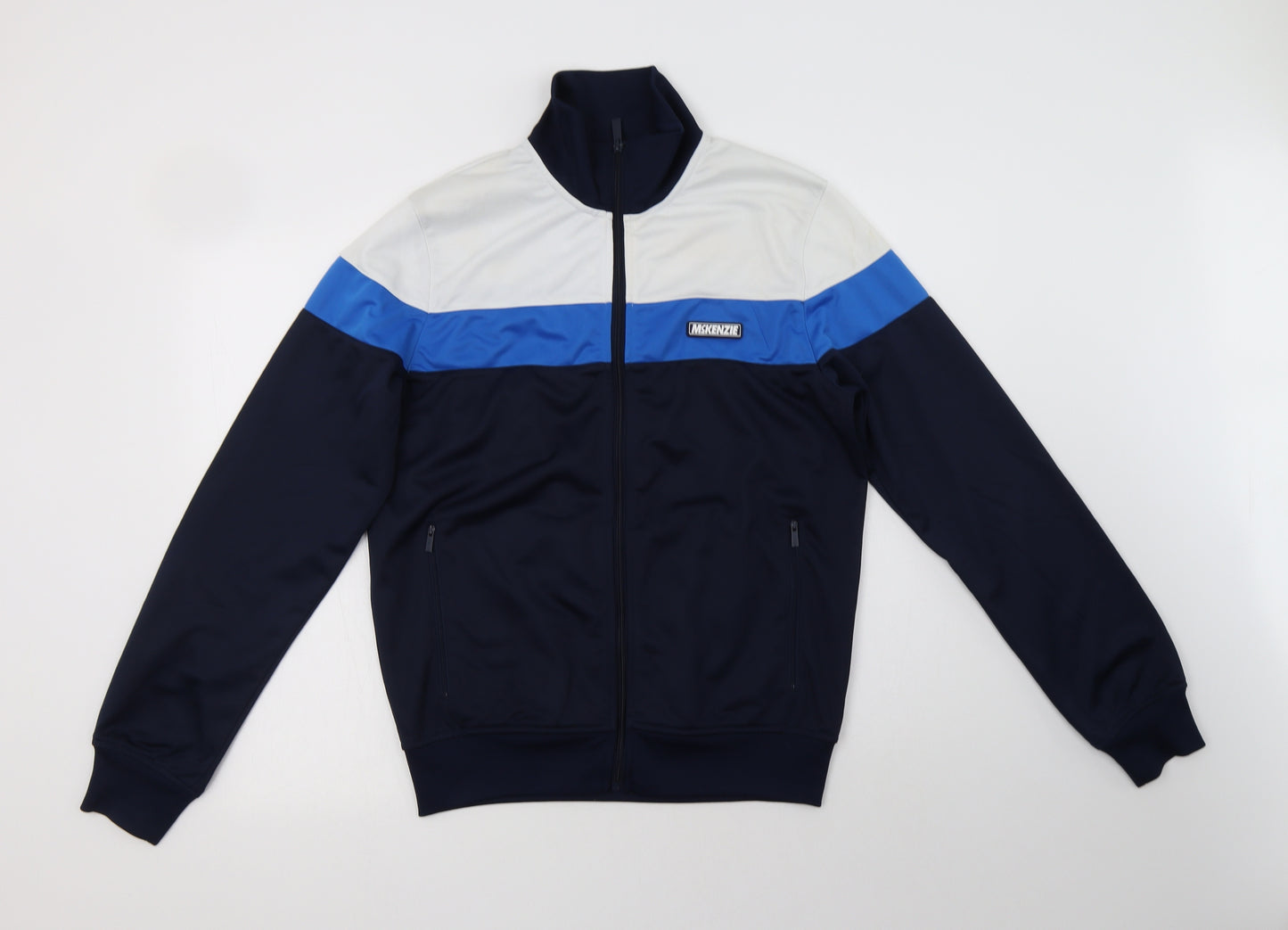 McKenzie Mens Blue Striped Polyester Full Zip Sweatshirt Size S