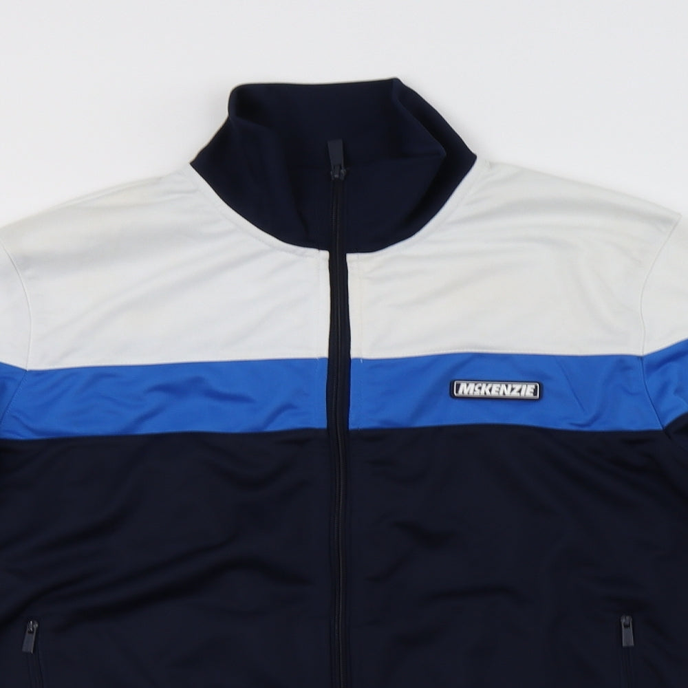 McKenzie Mens Blue Striped Polyester Full Zip Sweatshirt Size S