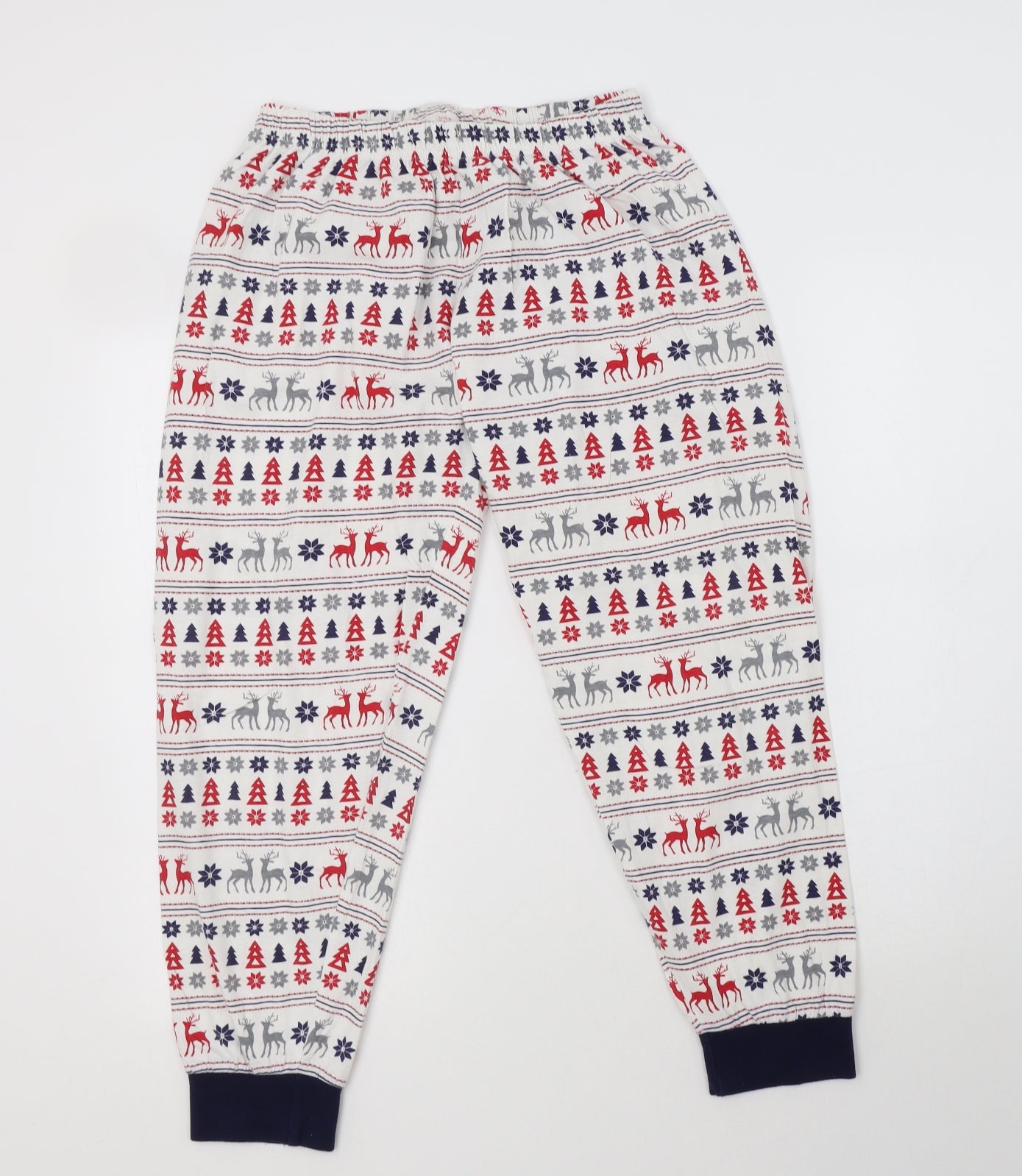 NSPCC Womens White Fair Isle Cotton  Pyjama Pants Size 12