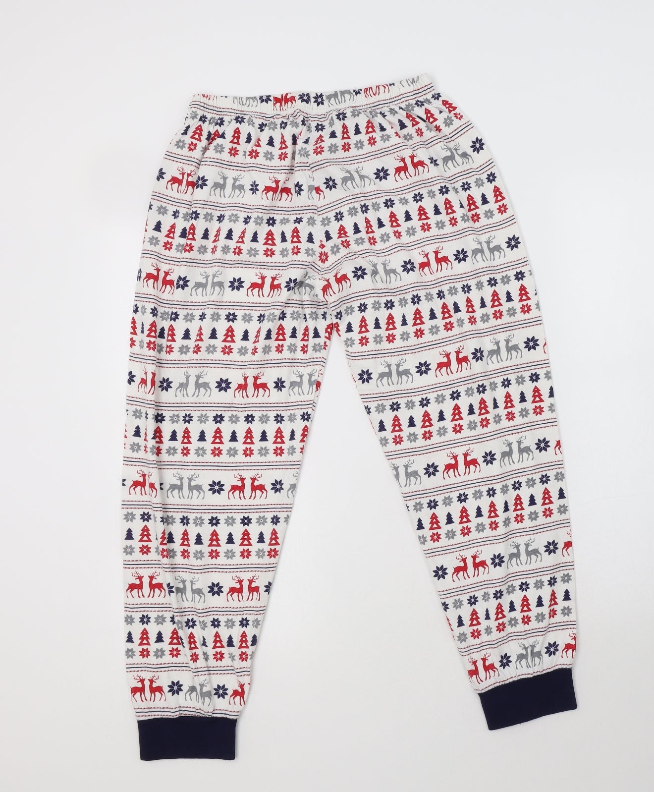 NSPCC Womens White Fair Isle Cotton  Pyjama Pants Size 12