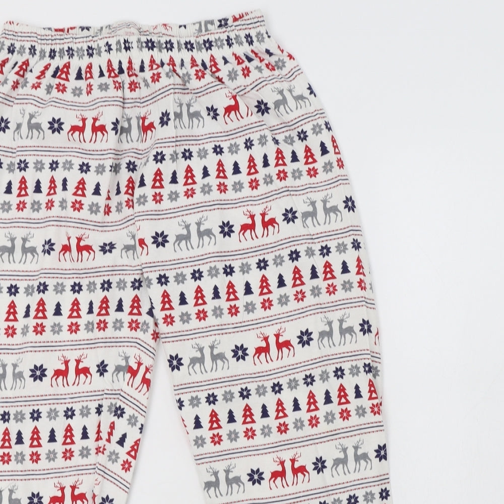 NSPCC Womens White Fair Isle Cotton  Pyjama Pants Size 12