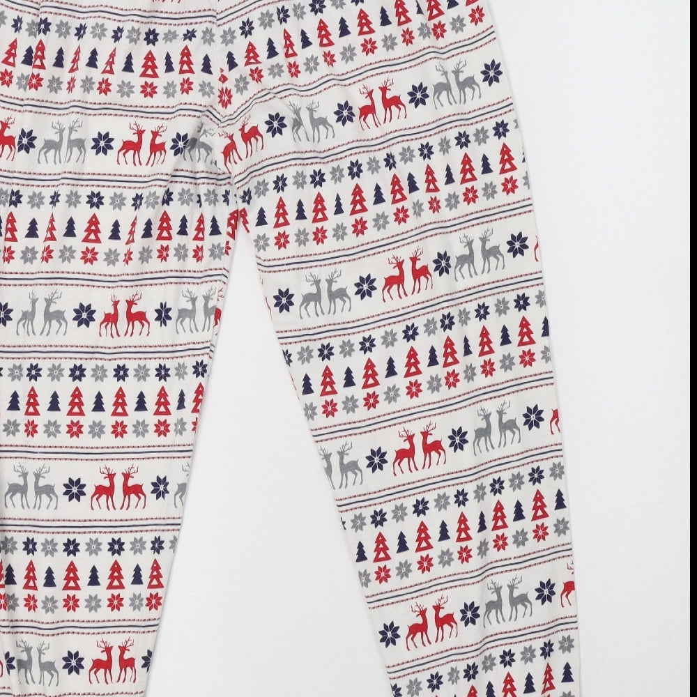 NSPCC Womens White Fair Isle Cotton  Pyjama Pants Size 12