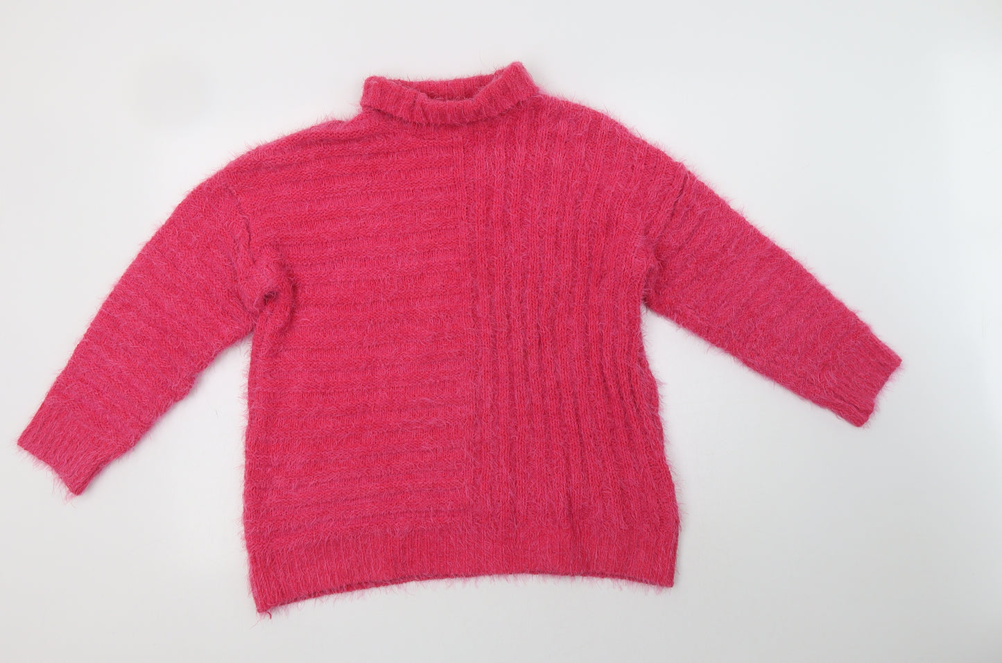 M&S Womens Pink Roll Neck  Polyester Pullover Jumper Size M