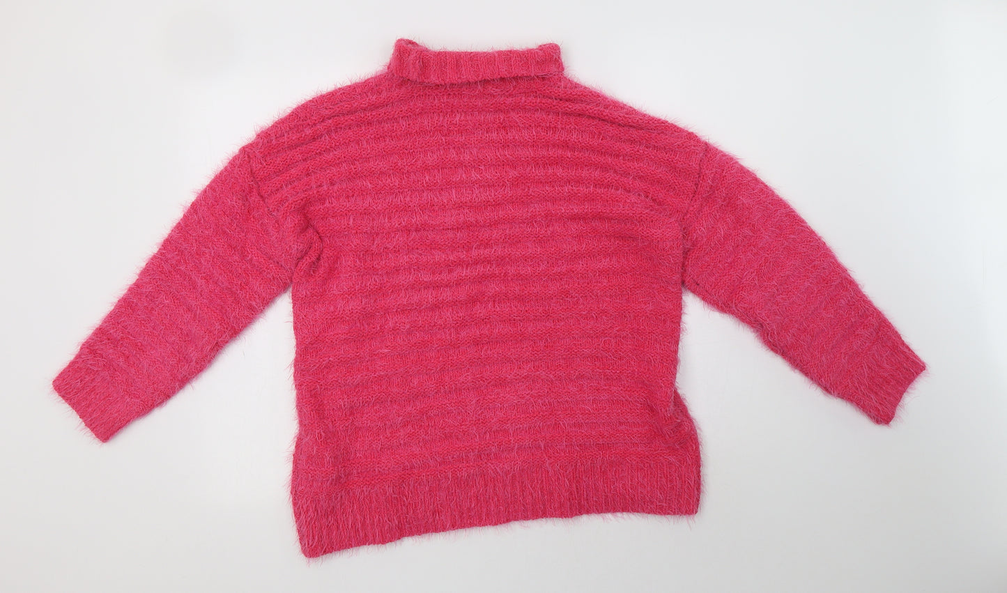 M&S Womens Pink Roll Neck  Polyester Pullover Jumper Size M