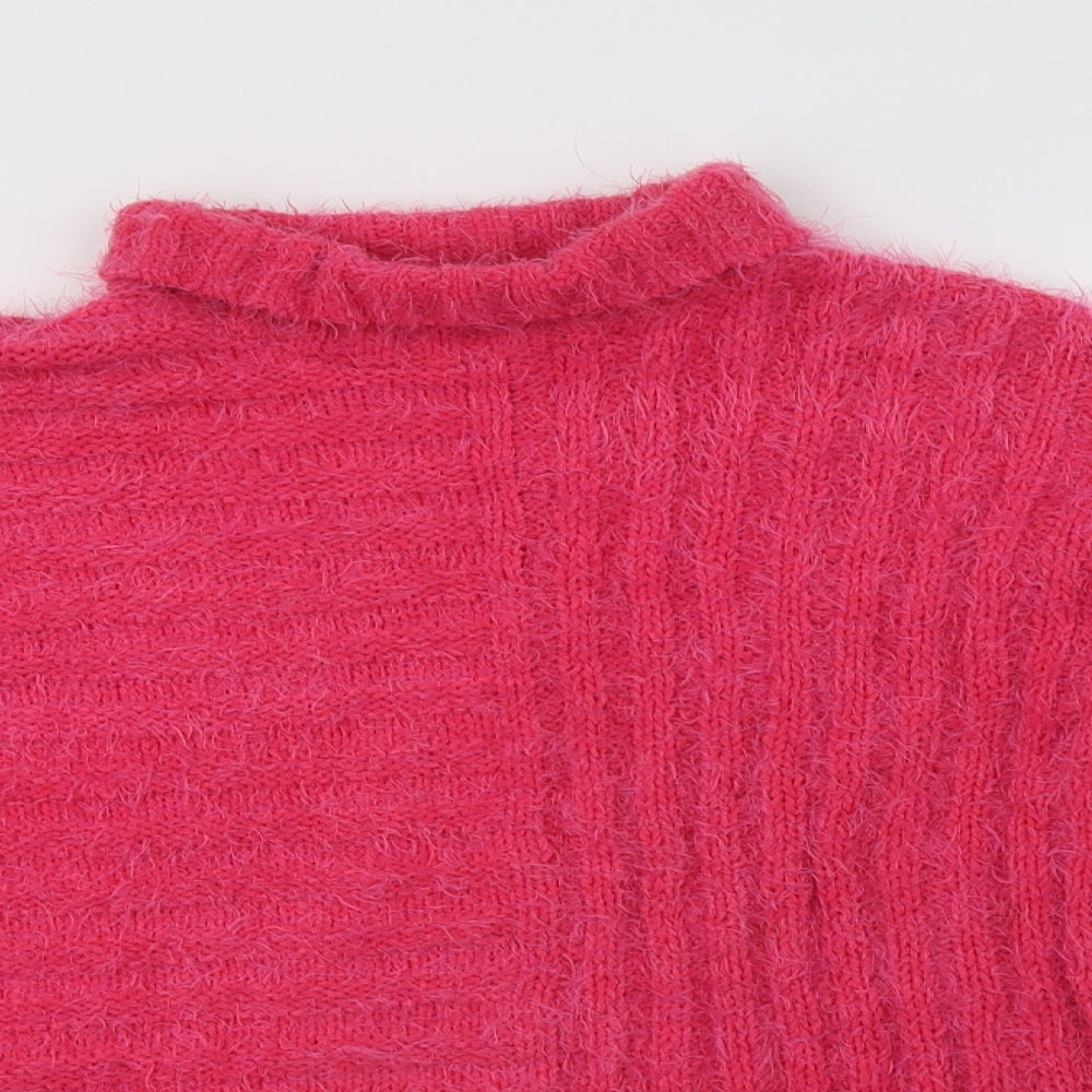M&S Womens Pink Roll Neck  Polyester Pullover Jumper Size M