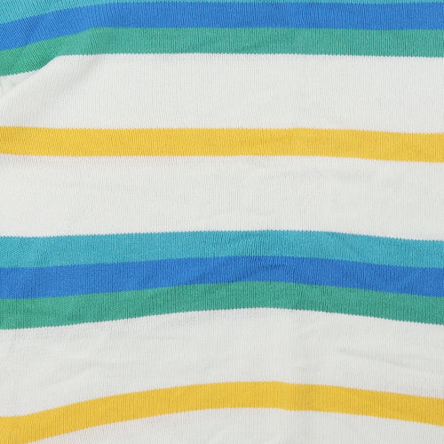 BHS Womens Multicoloured Crew Neck Striped Cotton Pullover Jumper Size 12