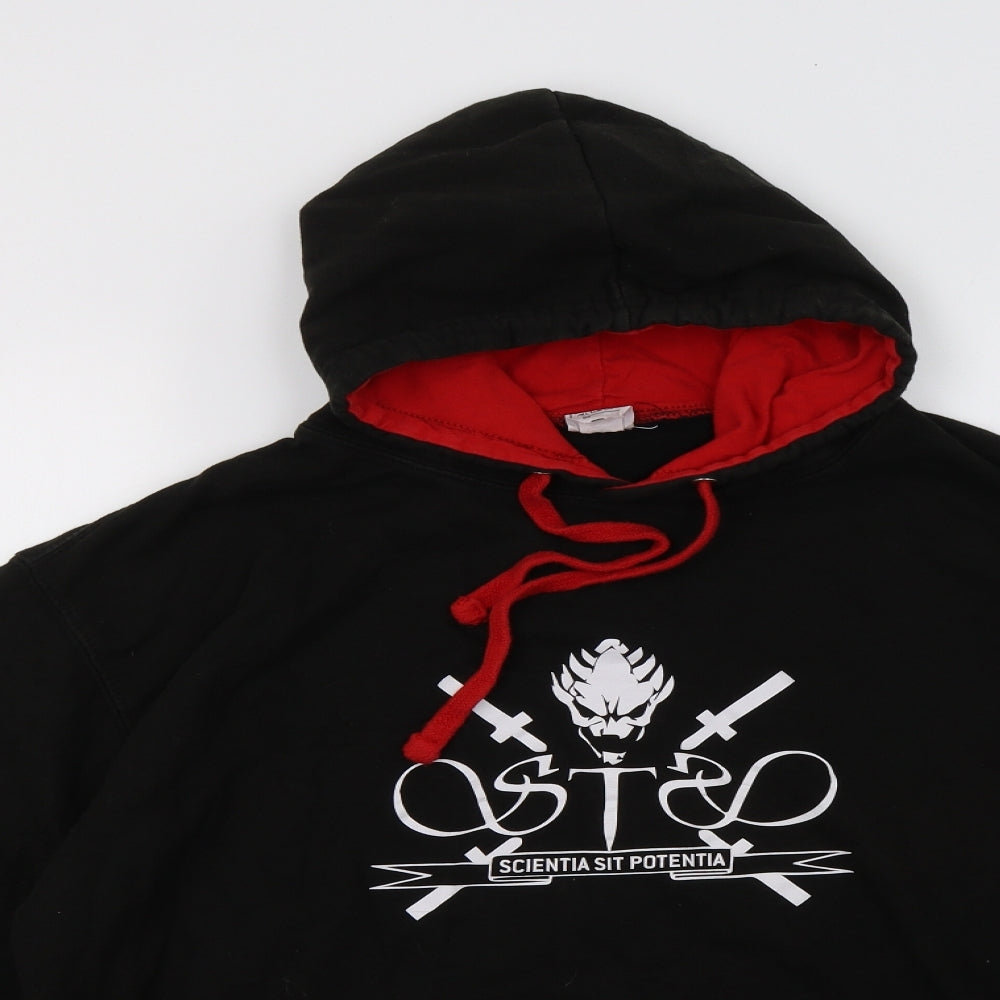 Awdis Womens Black  Cotton Pullover Hoodie Size L
