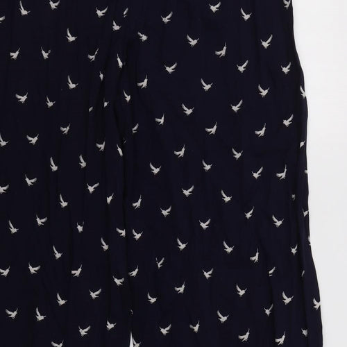 F&F Womens Blue Geometric Viscose Trousers  Size 10 L30 in Regular  - Bird Print
