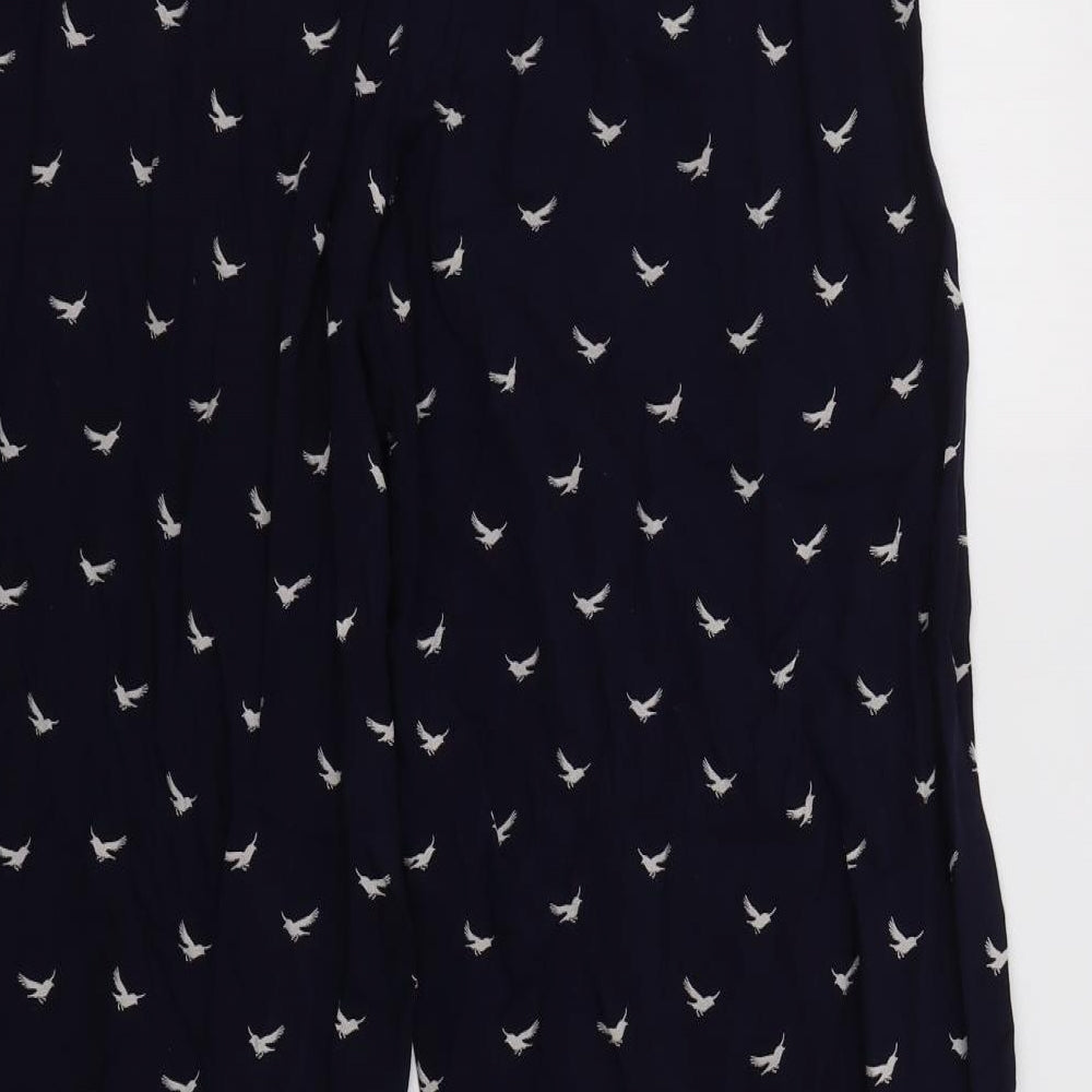 F&F Womens Blue Geometric Viscose Trousers  Size 10 L30 in Regular  - Bird Print