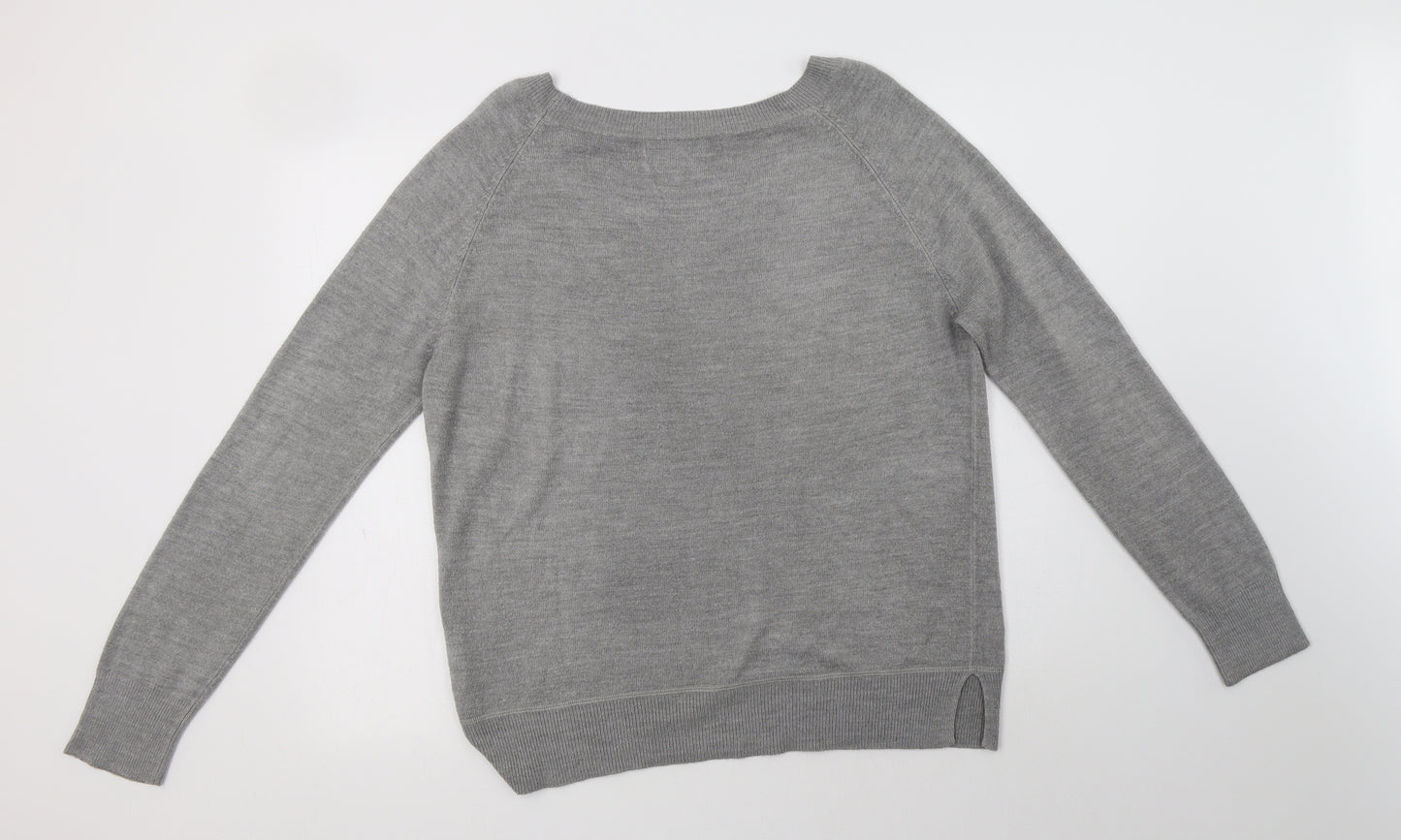 Papaya Womens Grey Crew Neck  Acrylic Pullover Jumper Size 14
