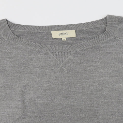 Papaya Womens Grey Crew Neck  Acrylic Pullover Jumper Size 14