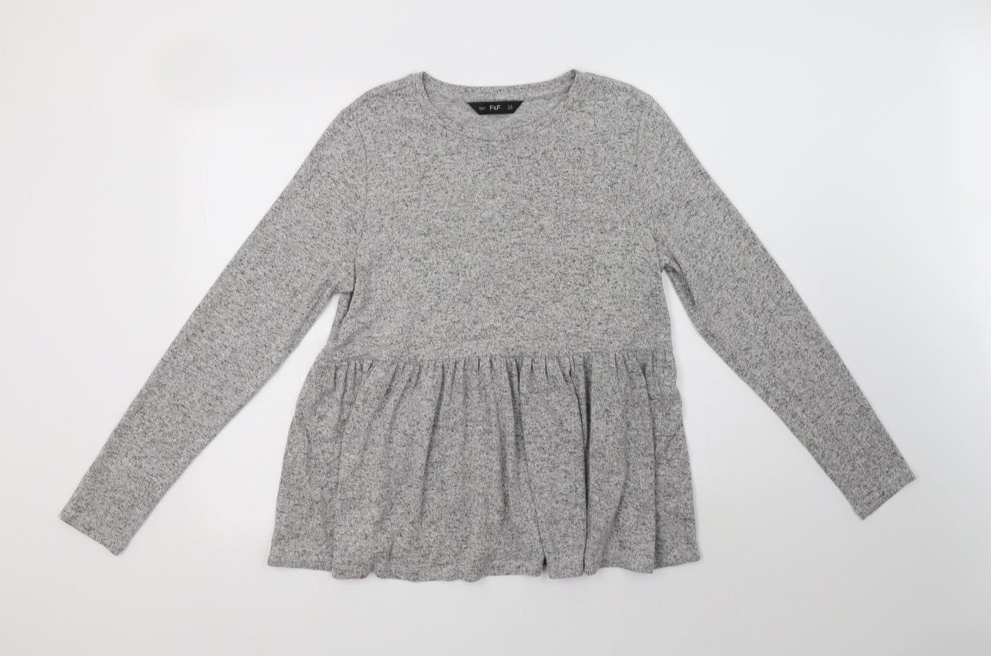 F&F Womens Grey Crew Neck  Viscose Pullover Jumper Size 14