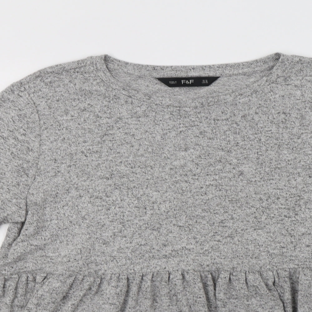 F&F Womens Grey Crew Neck  Viscose Pullover Jumper Size 14