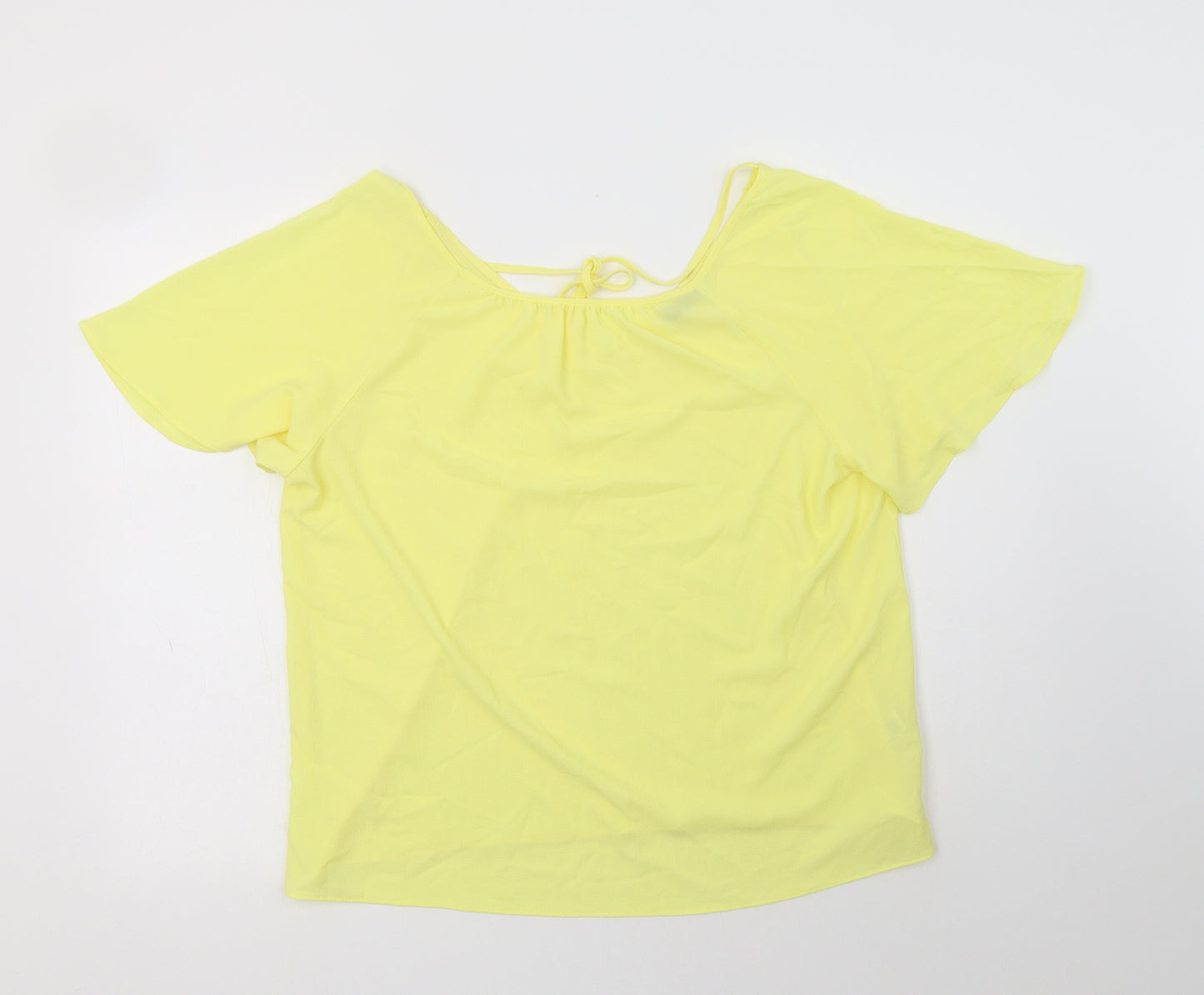 F&F Womens Yellow  Polyester Basic Blouse Size 14 Round Neck