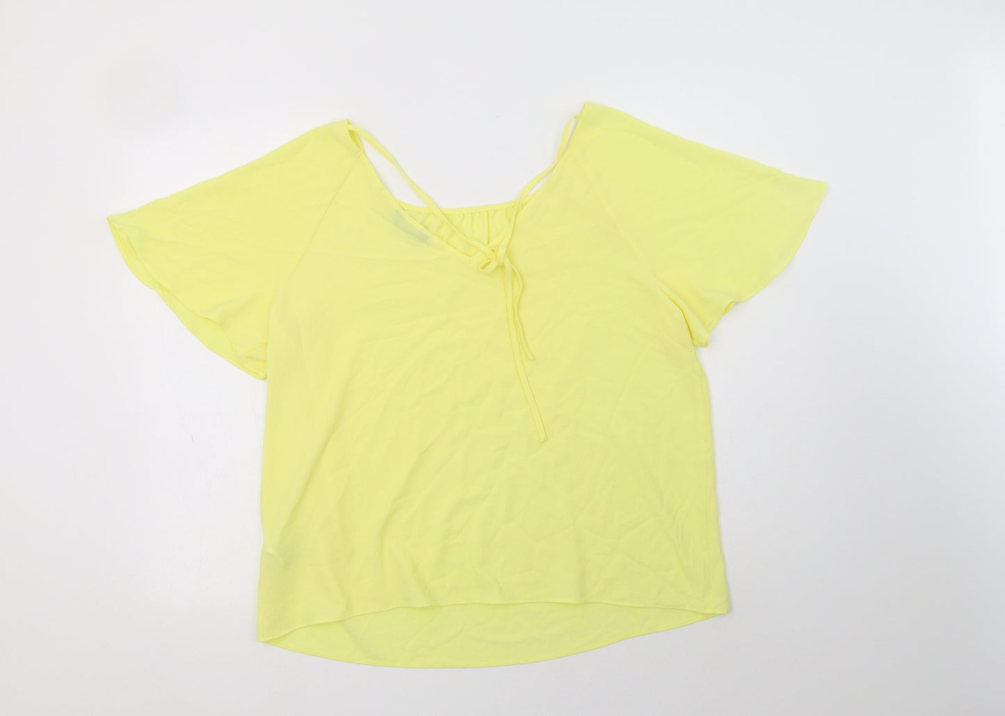 F&F Womens Yellow  Polyester Basic Blouse Size 14 Round Neck