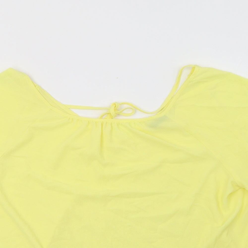 F&F Womens Yellow  Polyester Basic Blouse Size 14 Round Neck